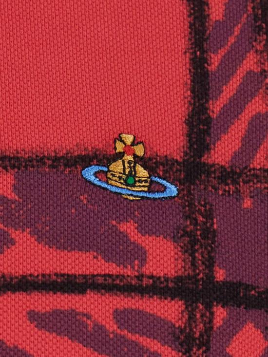 26FW 비비안웨스트우드 스크리블 체크 코튼 반팔 폴로 셔츠 2H01000YJ00BR H301 Red - VIVIENNE WESTWOOD