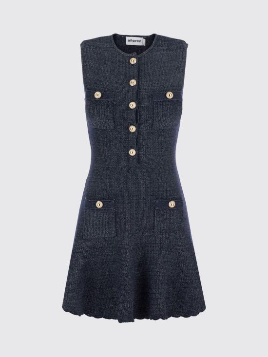 26FW 셀프 포트레이트 롱 원피스 AW26094SCN NAVY Blue - SELF PORTRAIT