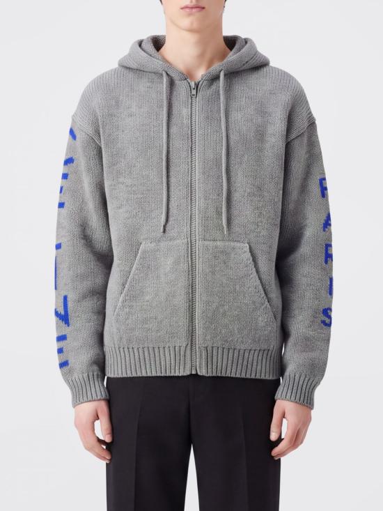26FW 셀린느 리브드 울 후디드 가디건 RY0YA4S87 GMY2 Grey