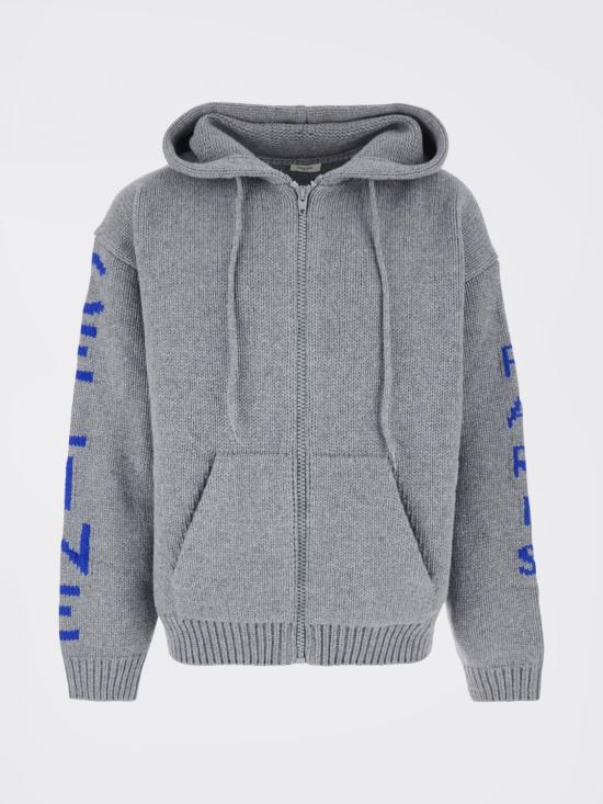 26FW 셀린느 리브드 울 후디드 가디건 RY0YA4S87 GMY2 Grey - CELINE