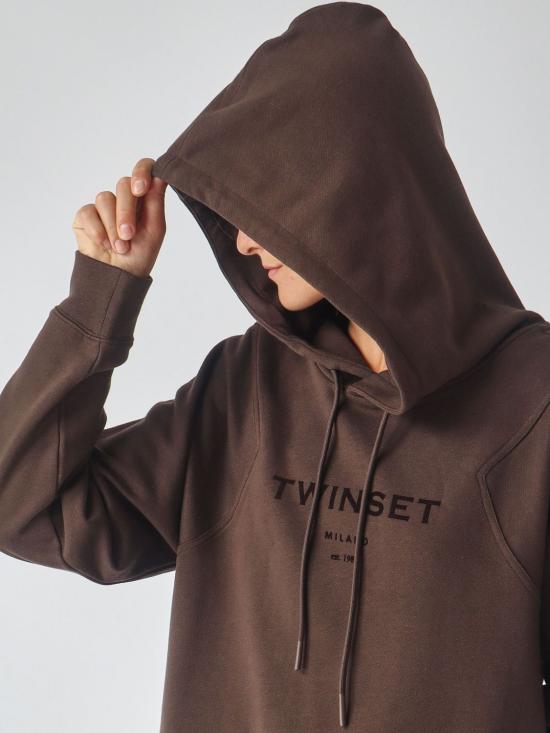 26FW 트윈셋 후드 티셔츠 262TP272B 13411 Brown - TWINSET