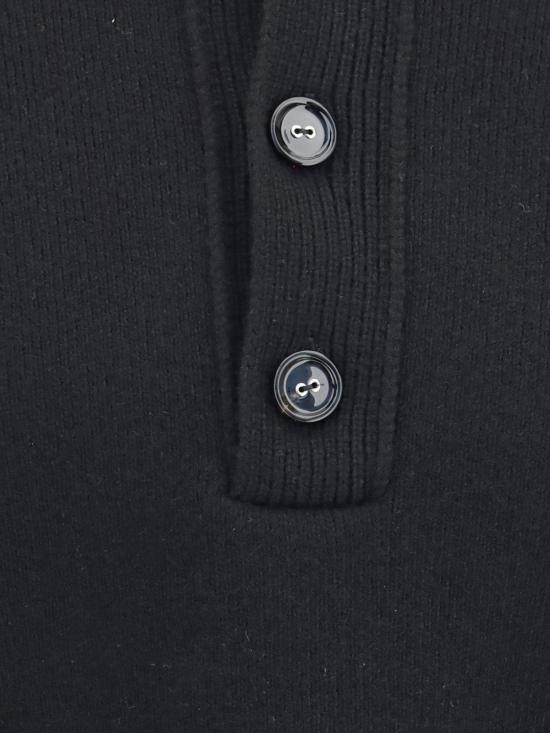26FW 아미 브라운 하이 버튼 칼라 울 스웨터 UKS885KN0192 001 Black - AMI