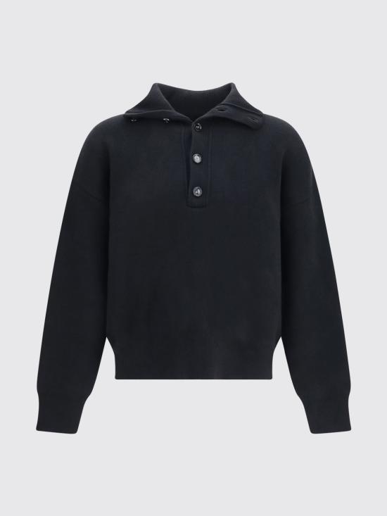 26FW 아미 브라운 하이 버튼 칼라 울 스웨터 UKS885KN0192 001 Black - AMI
