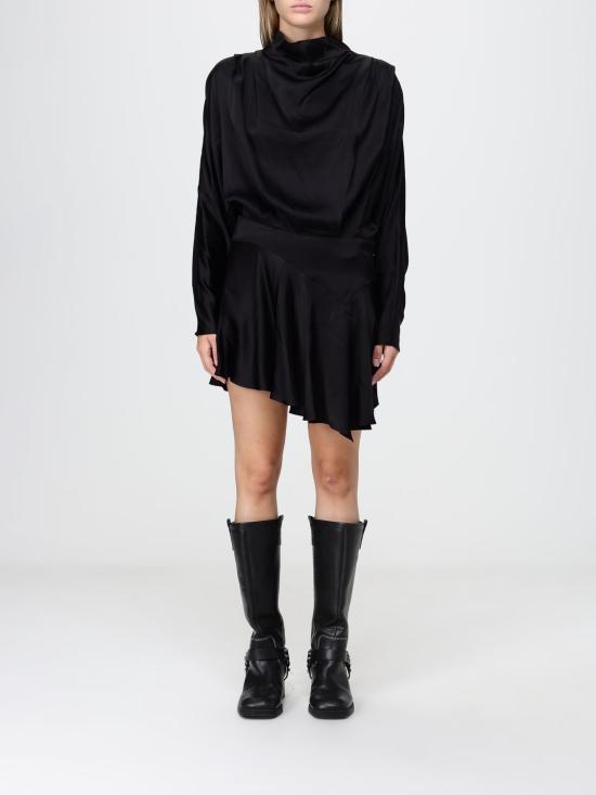 26FW 이자벨마랑 넬린 드레이프 사틴 드레스 RO1094FAD3J13I 01BK Black