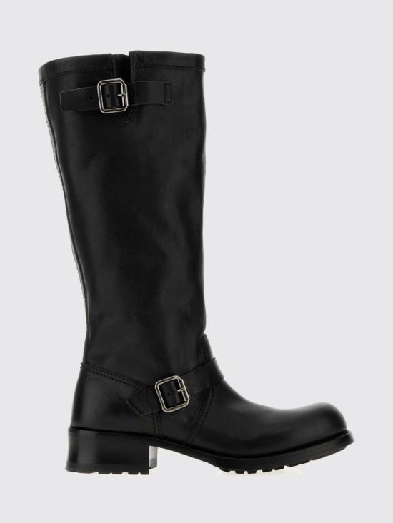 26FW 프라다 더블 버클 레더 부츠 1W412OF040V69 F0002 Black
