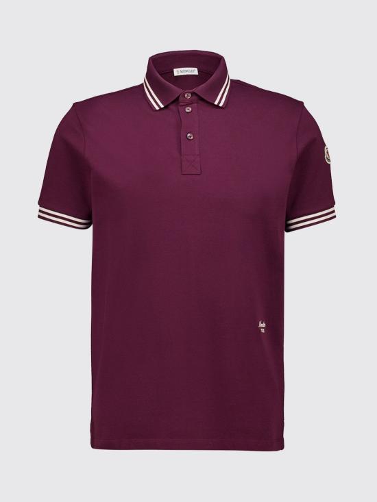 26FW 몽클레어 자수 로고 코튼 피케 반팔 폴로 셔츠 L20918A0000389A16 68A Burgundy