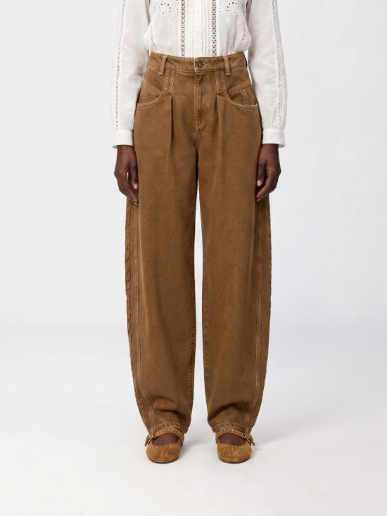 26FW 이자벨마랑 리샤 솔리드 데님 배럴 진 PA0778FAD3H01I 50BZ Brown