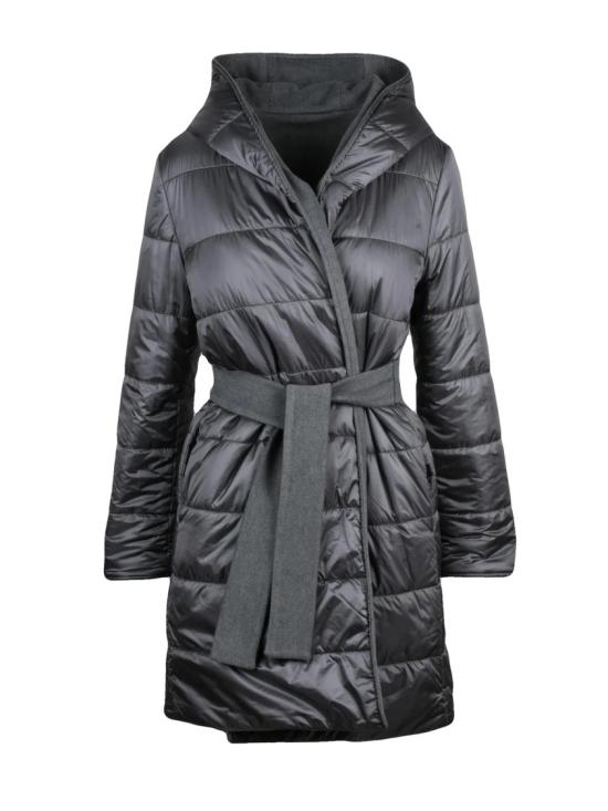 25FW 엠므 마렐라 코트 회색 폴리에스터 혼방 벨트형 양면 패딩 - EMME MARELLA