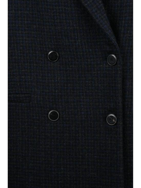25FW 포만데레 코트 블루 버진 울 더블 브레스트 롱 - POMANDERE