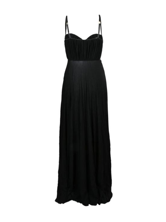 25FW 엘리자베타프랜치 원피스 블랙 비스코스 혼방 플리츠 라메 롱 드레스 - ELISABETTA FRANCHI