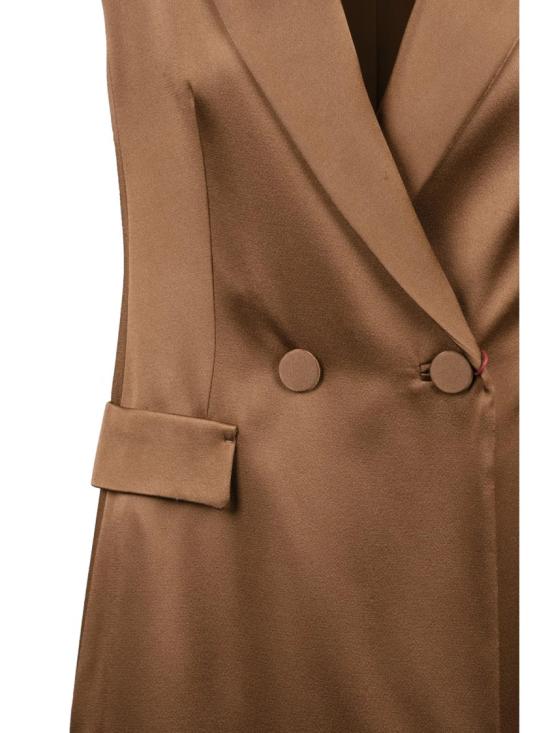 25FW 막스마라 원피스 브라운 아세테이트 혼방 더블 브레스트 아프가노 드레스 - MAX MARA
