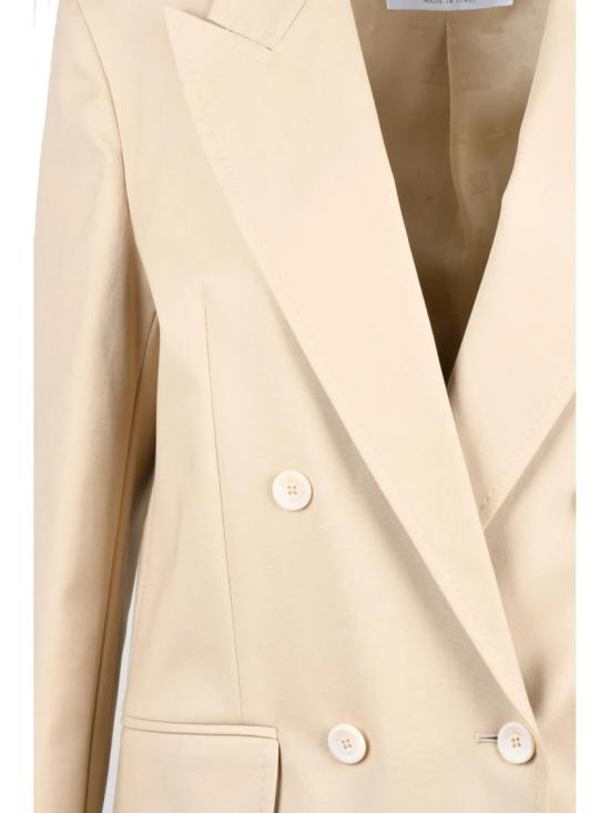 25FW 막스마라 자켓 베이지색 스트레치 코튼 더블 브레스트 수에즈 재킷 - MAX MARA