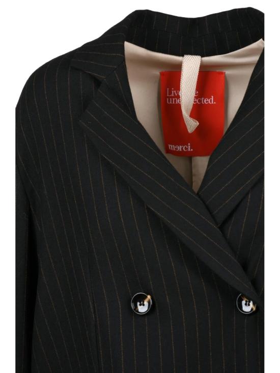 25FW Merci.Live The Unexpected 자켓 블랙 비스코스 혼방 더블 브레스트 블레이저 - OTHER BRANDS