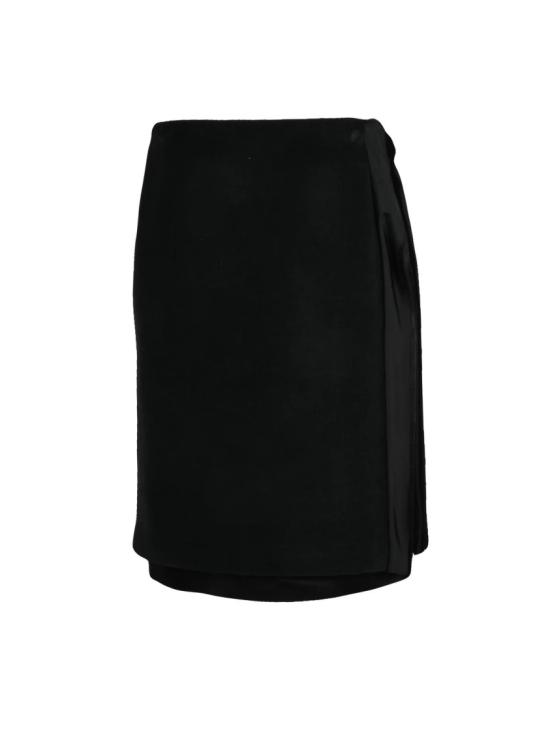25FW 질샌더 스커트 블랙 폴리에스터 혼방 벨벳 패널 펜슬 미디 - JIL SANDER