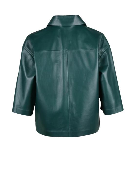25FW 막스마라 자켓 녹색 가죽 버튼 아르셀라 반팔 재킷 - MAX MARA