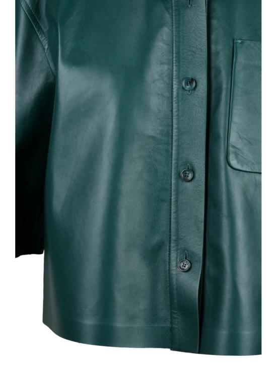 25FW 막스마라 자켓 녹색 가죽 버튼 아르셀라 반팔 재킷 - MAX MARA