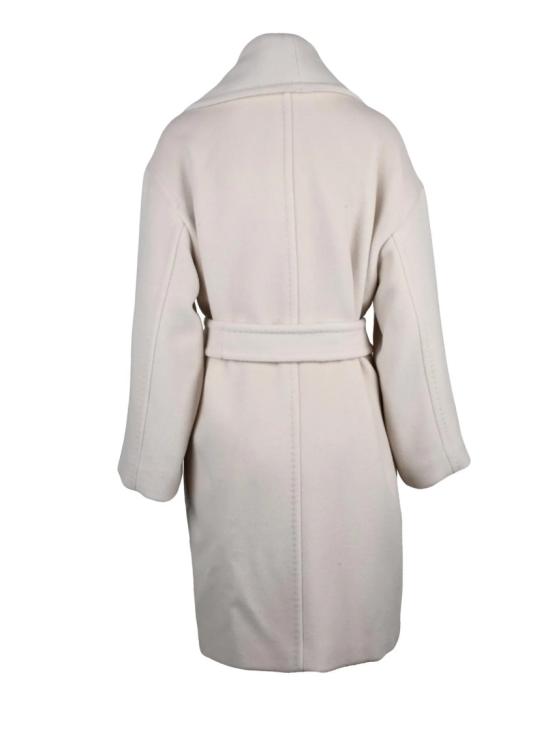 25FW 막스마라 코트 화이트 알파카 혼방 벨티드 클로루로 롱 - MAX MARA