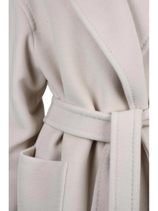 25FW 막스마라 코트 화이트 알파카 혼방 벨티드 클로루로 롱 - MAX MARA