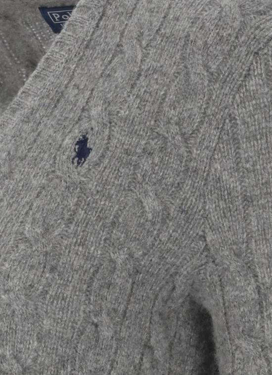 26FW 폴로 랄프로렌 포니 로고 자수 케이블 니트 v넥 스웨터 211971866500 Grey - POLO RALPH LAUREN