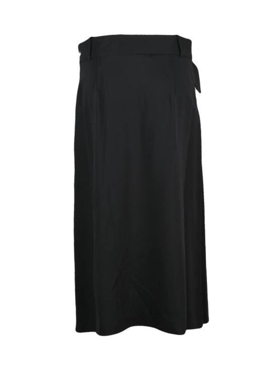 25FW 칼라거펠트 스커트 블랙 비스코스 혼방 지퍼 플레어 미디 - KARL LAGERFELD