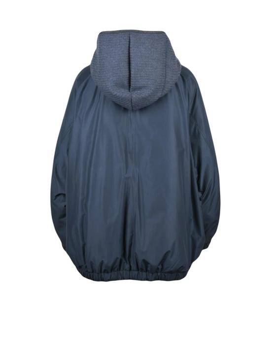 25FW 브루넬로 쿠치넬리 코트 파란색 폴리에스터 혼방 지퍼 패딩 래글런 - BRUNELLO CUCINELLI
