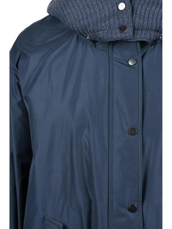 25FW 브루넬로 쿠치넬리 코트 파란색 폴리에스터 혼방 지퍼 패딩 래글런 - BRUNELLO CUCINELLI