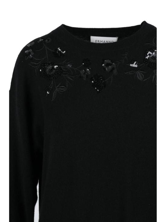 25FW 에르마노 피렌제 원피스 검정색 폴리아미드 혼방 소재의 꽃 자수 드레스 - ERMANNO FIRENZE