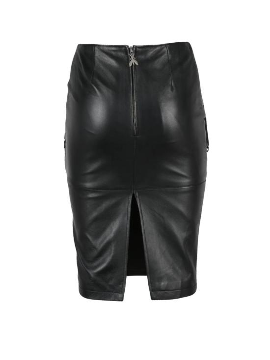 25FW 파트리지아페페 스커트 블랙 가죽 지퍼 미디 - PATRIZIA PEPE