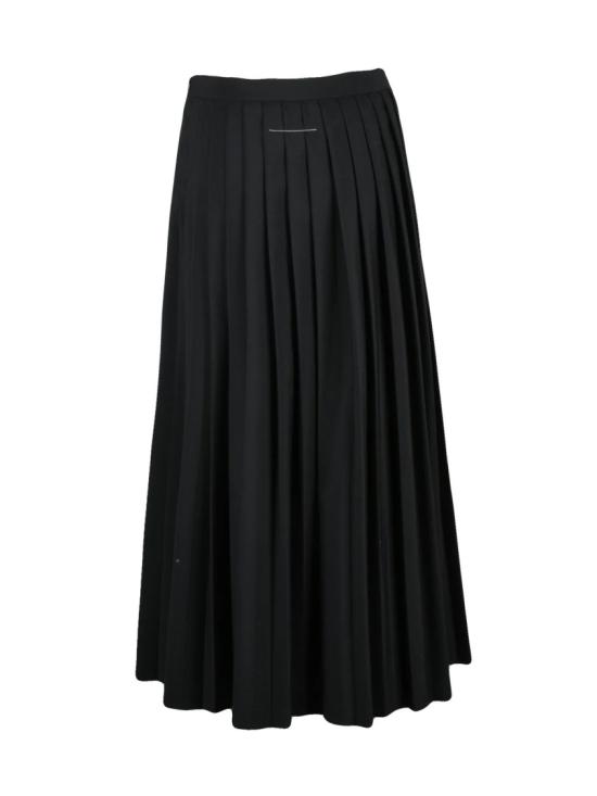 25FW MM6 메종마르지엘라 스커트 블랙 버진 울 혼방 지퍼 플리츠 미디 - MM6 MAISON MARGIELA
