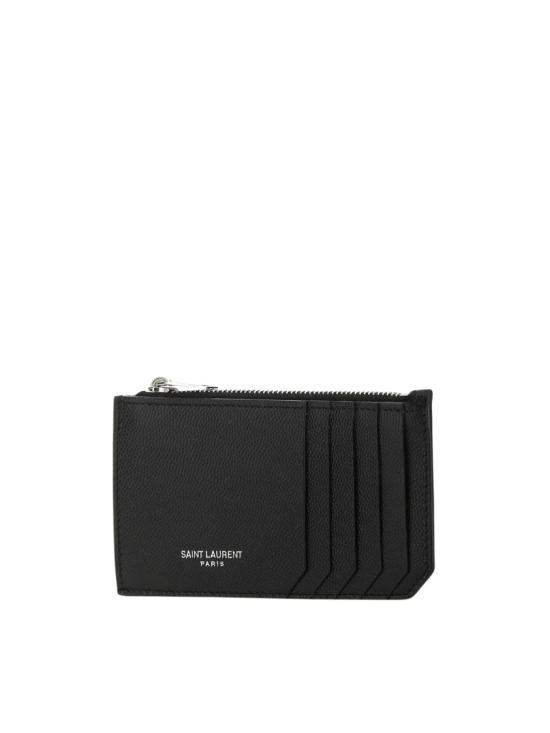 26FW 생로랑 그랑 드 뿌드르 엠보스드 레더 프라그망 지퍼 카드 케이스 609362 BTY0N Black - SAINT LAURENT