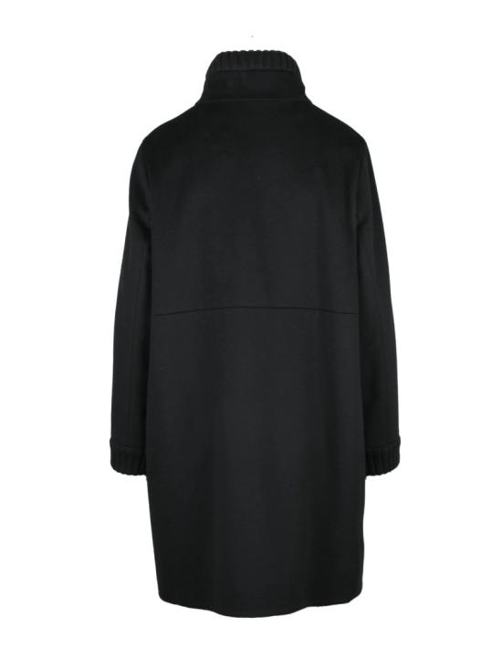 25FW 신지아 로카 코트 블랙 버진 울 하이칼라 스냅 - CINZIA ROCCA
