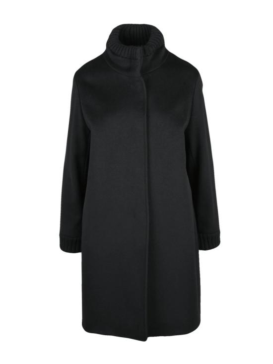 25FW 신지아 로카 코트 블랙 버진 울 하이칼라 스냅