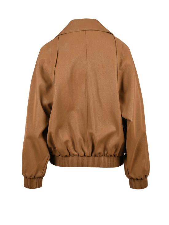 25FW 엘레 코트 브라운 폴리에스터 더블 브레스트 크롭 - ELEH