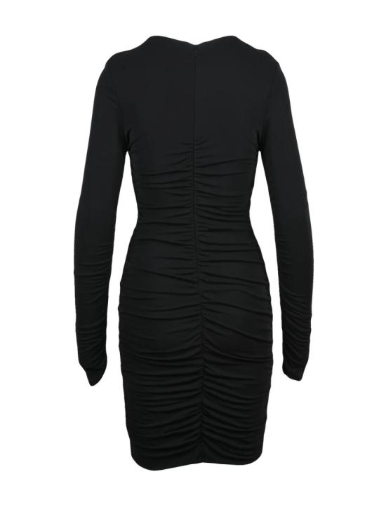 25FW 핑코 원피스 블랙 비스코스 포토터보 스트레치 미니 드레스 - PINKO
