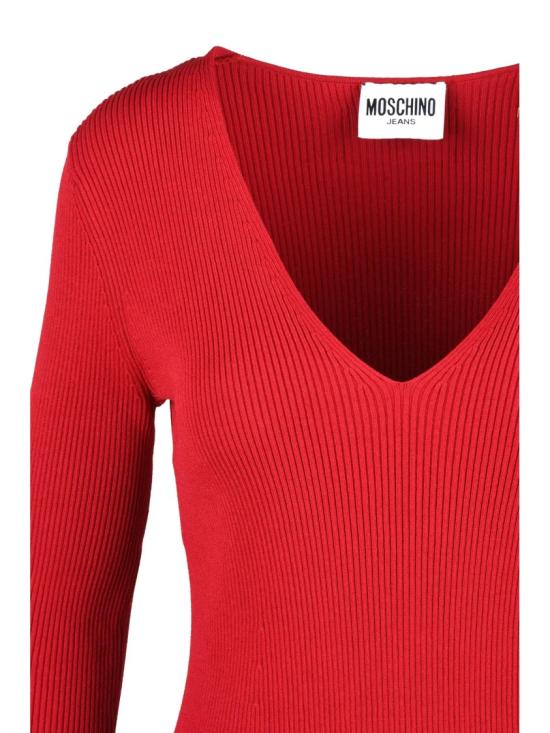 25FW 모스키노 원피스 레드 비스코스 혼방 플레어 드레스 - MOSCHINO