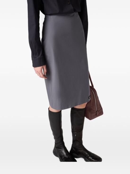 26FW 미우미우 스트레치 포플린 스커트 MG2776 6472F0D65 DARK GREY - MIU MIU