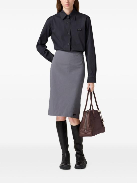 26FW 미우미우 스트레치 포플린 스커트 MG2776 6472F0D65 DARK GREY - MIU MIU