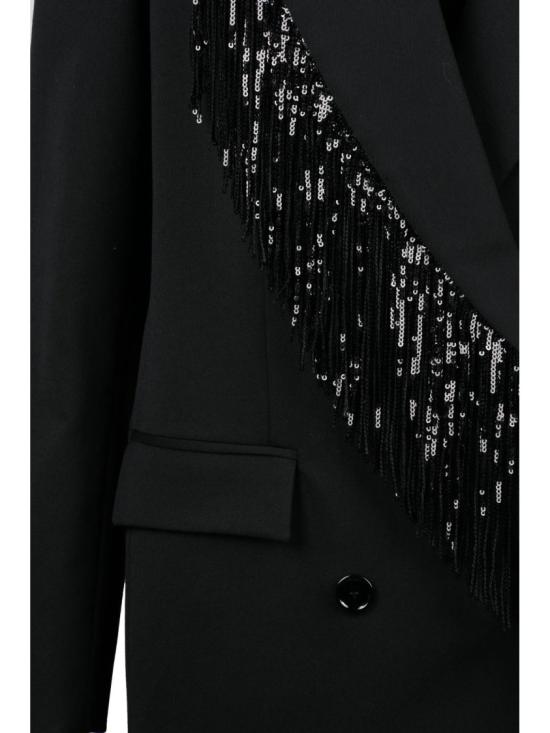 25FW 주카 자켓 블랙 폴리에스터 혼방 더블 브레스트 롱 재킷 - JUCCA