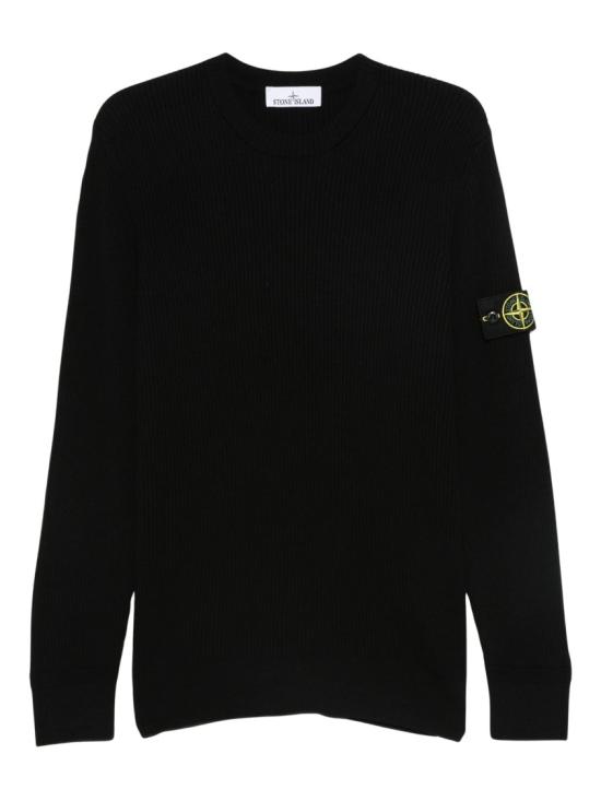 26FW 스톤 아일랜드 리브드 니트 로고 패치 스웨터 리브드 니트 로고 패치 스웨터 L2S155100053 S00C2 Black