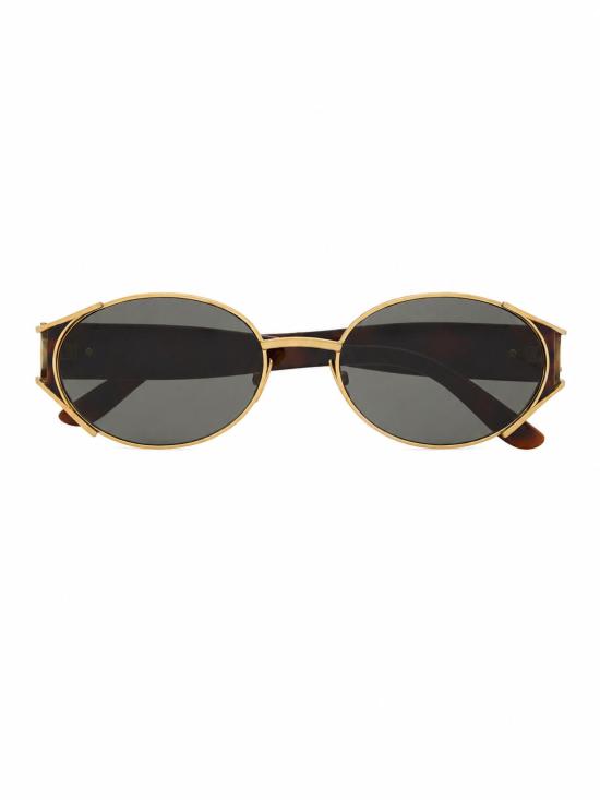 26FW 생로랑 오벌 프레임 선글라스 A003D4Y9968 8039 GOLD HAVANA GREY