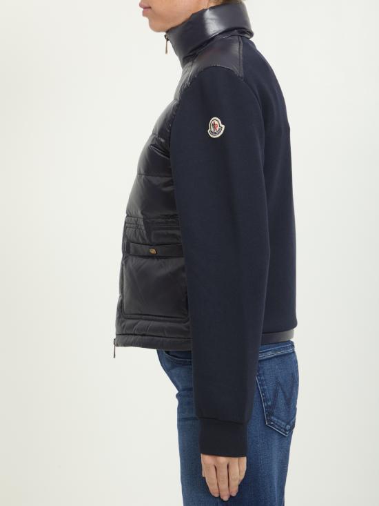 26FW 몽클레어 나일론 디테일 코튼 집업 스웨트셔츠 L20938G0001789BG6778 Navy blue - MONCLER