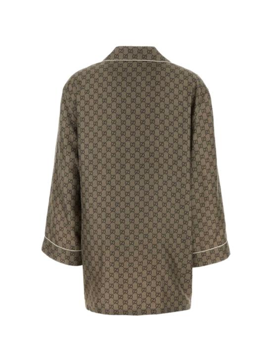 26FW 구찌 프린트 실크 트윌 셔츠 875471ZAUUN2270 Brown - GUCCI