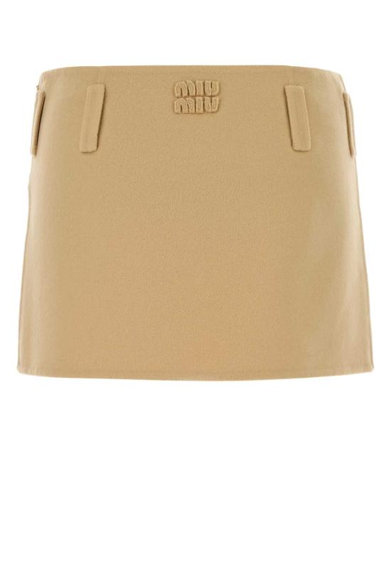 26FW 미우미우 슬릿 울 캐시미어 미니 스커트 MG2750SOOO15Q8 F0K57 YELLOW - MIU MIU