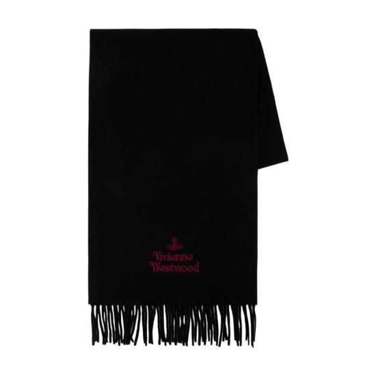 26FW 비비안웨스트우드 자수 로고 머플러 81030007W00Q7AACN401 BLACK - VIVIENNE WESTWOOD