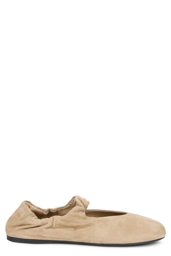 26FW 미우미우 주름 스웨이드 발레리나 플랫 슈즈 5F340EFD005008F0F24 Beige