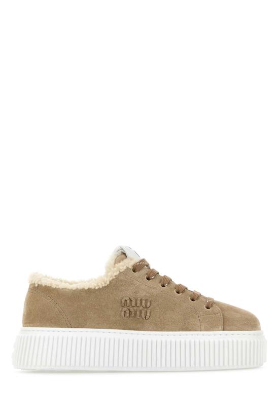26FW 미우미우 로고 데님 스니커즈 5E389EFZF05Z0G F0F24 BROWN