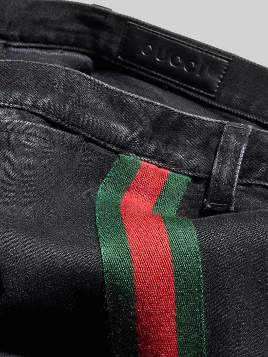 26FW 구찌 웹 디테일 코튼 데님 팬츠 875555XDDID 1000 BLACK - GUCCI