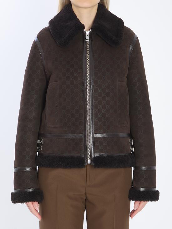 26FW 구찌 프린트 스웨이드 쉐어링 자켓 835526XSAGB 2037 BROWN