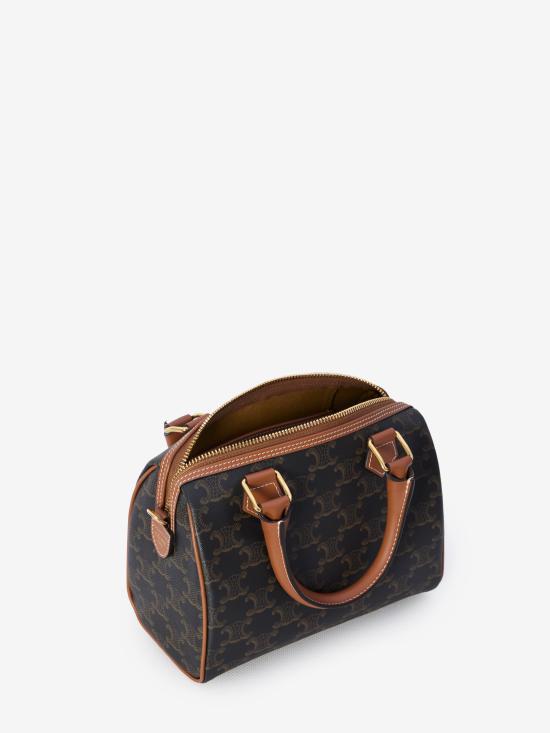 26FW 셀린느 스몰 트리옹프 캔버스 카프스킨 보스턴 백 113772CAS 04LU TAN - CELINE