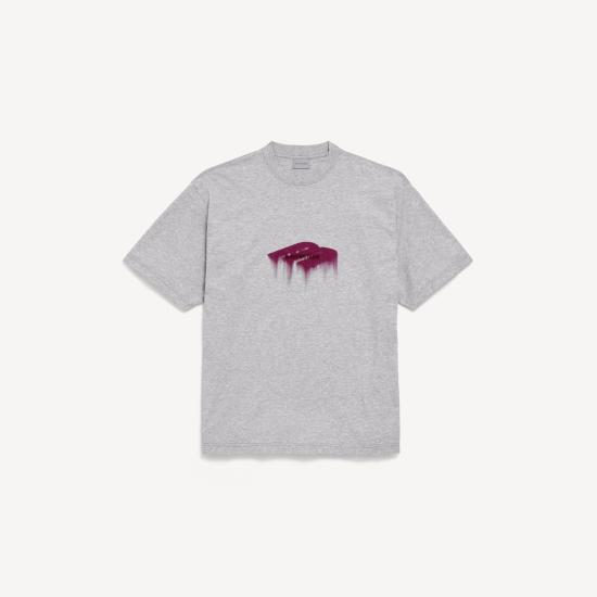 26FW 발렌시아가 웻 브러시 미디엄 핏 티셔츠 764235TUVJ8 1302 HEATHRGREY